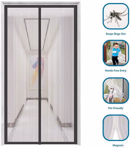 Magnetic mesh screen door helps keep bugs out while allowing fresh air in