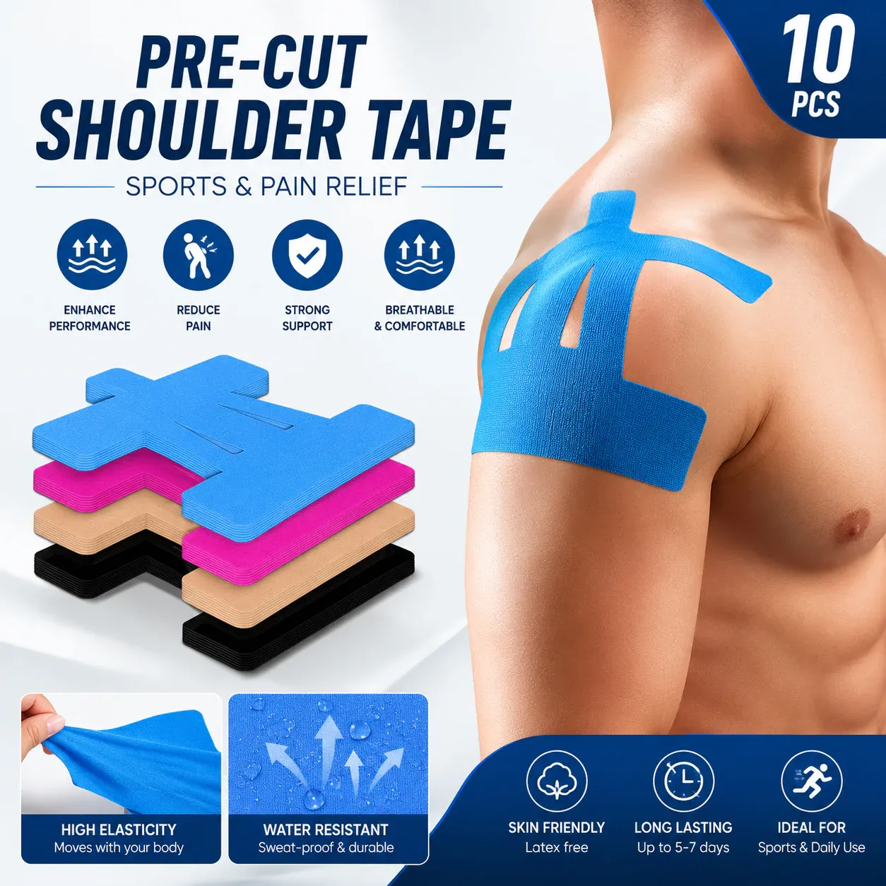 Kinesiology Tape - Blue / Buy 1 Set (10 PCS)