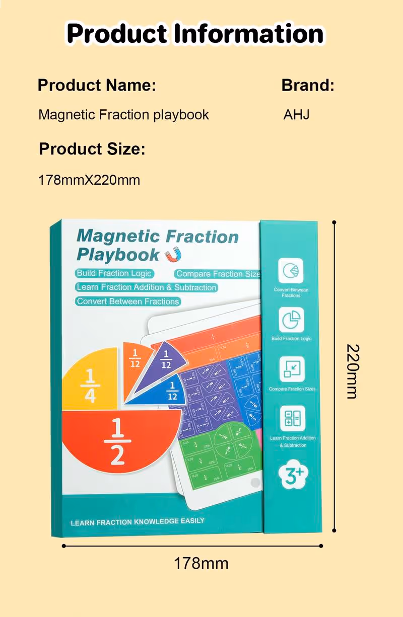 Magnetic Fraction Demonstration Book – Visual Math Manipulatives with Tiles & Circles, Educational Toy for Kids, Montessori Homeschool Supplies and Interactive Math Teaching Aid for Preschool Learning Magnetic Fraction Demonstration Book – Visual Math Manipulatives with Tiles & Circles, Educational Toy for Kids, Montessori Homeschool Supplies and Interactive Math Teaching Aid for Preschool Learning